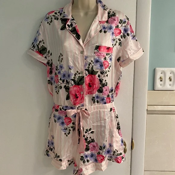 Victoria's Secret Floral Sleep Lounge Silky Romper - Picture 2 of 10
